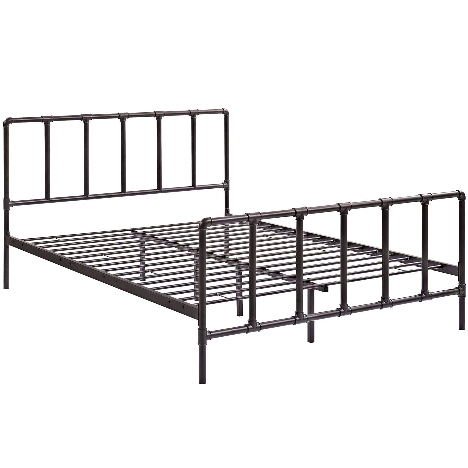 Modway Beds - Dower Queen Stainless Steel Bed Brown