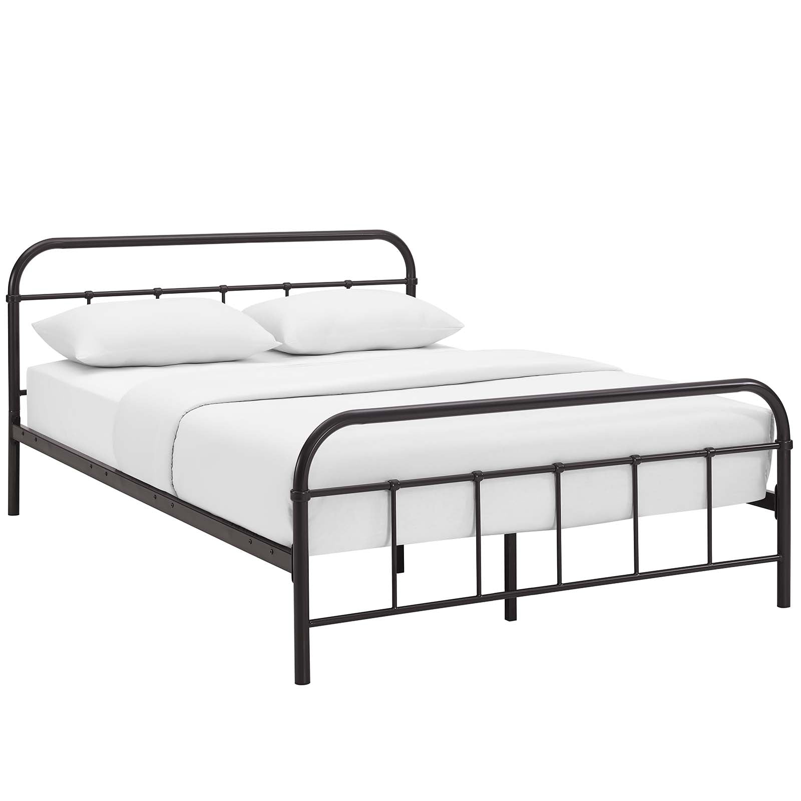 Modway Beds - Maisie Queen Stainless Steel Bed Frame Brown