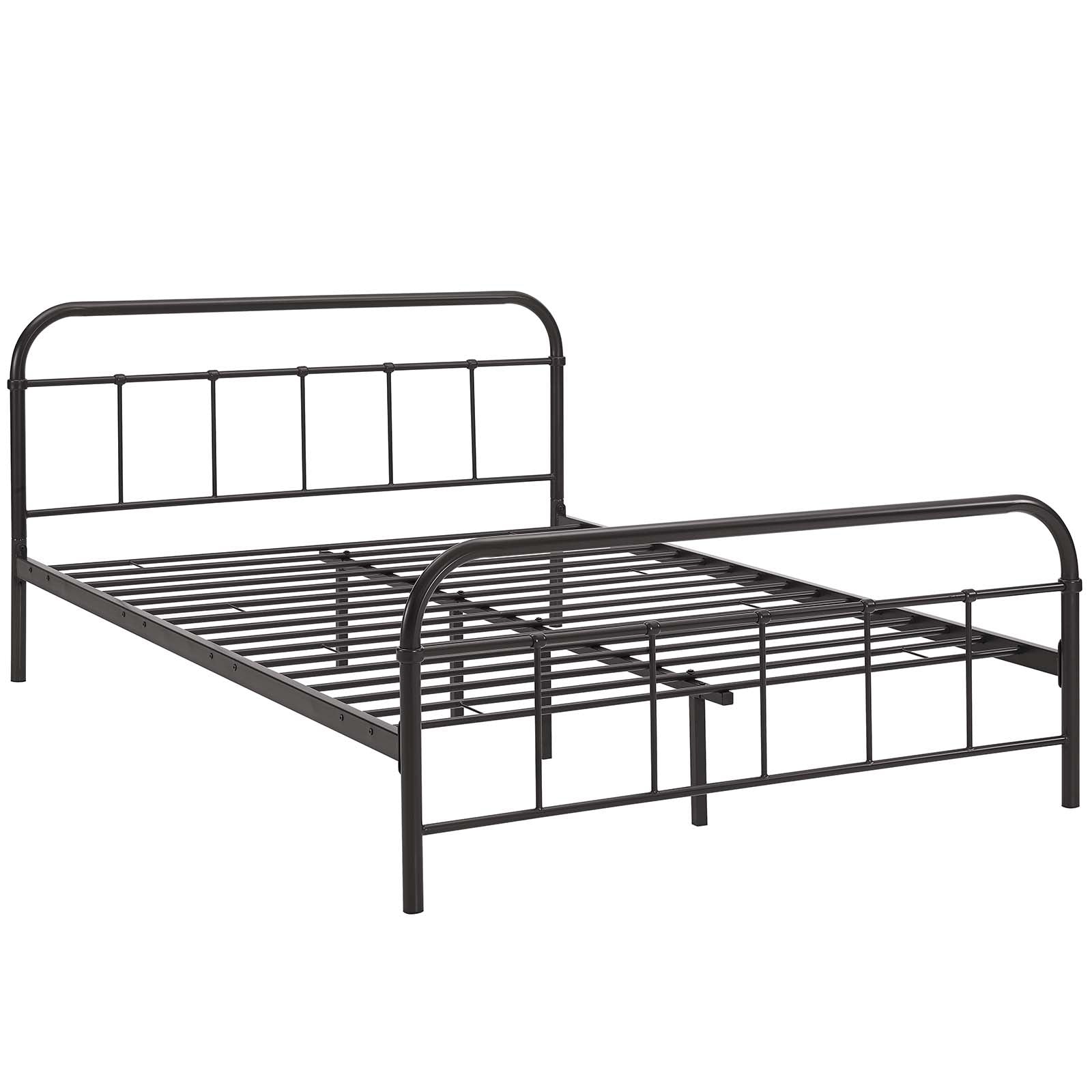 Modway Beds - Maisie Queen Stainless Steel Bed Frame Brown