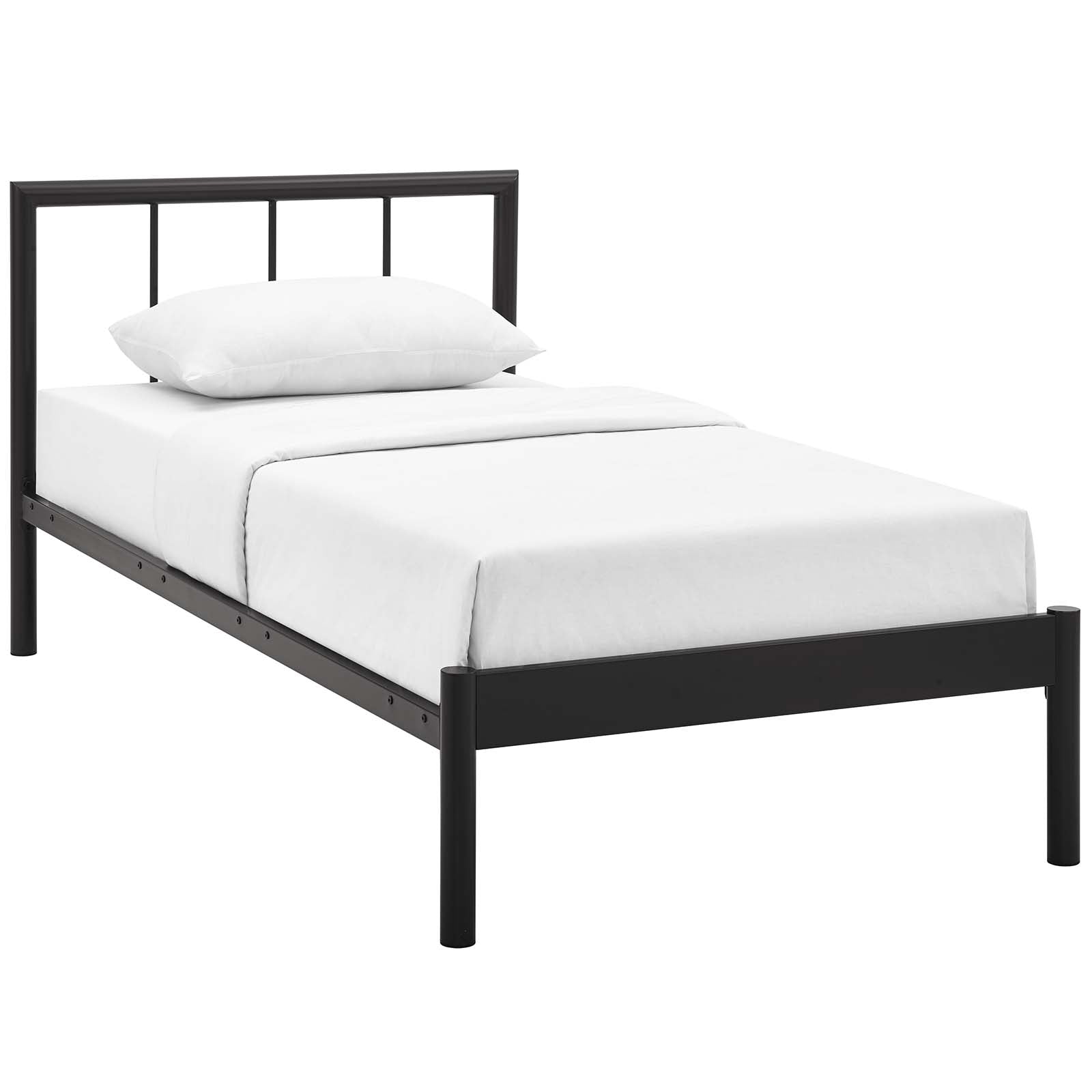 Gwen Twin Bed Frame Brown Rustic Cottage Metal Platform Bed