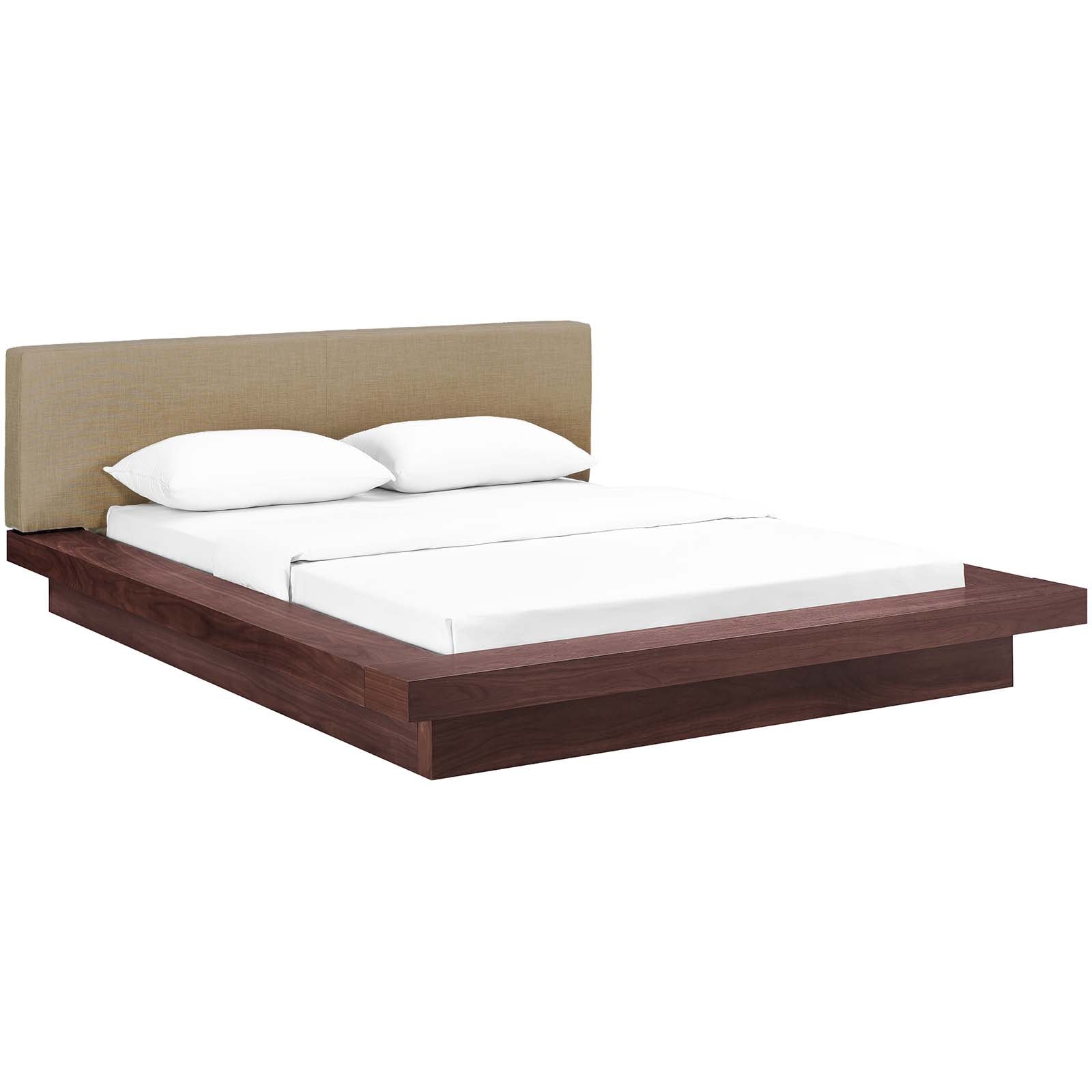 Modway Beds - Freja Queen Fabric Platform Bed Walnut And Latte
