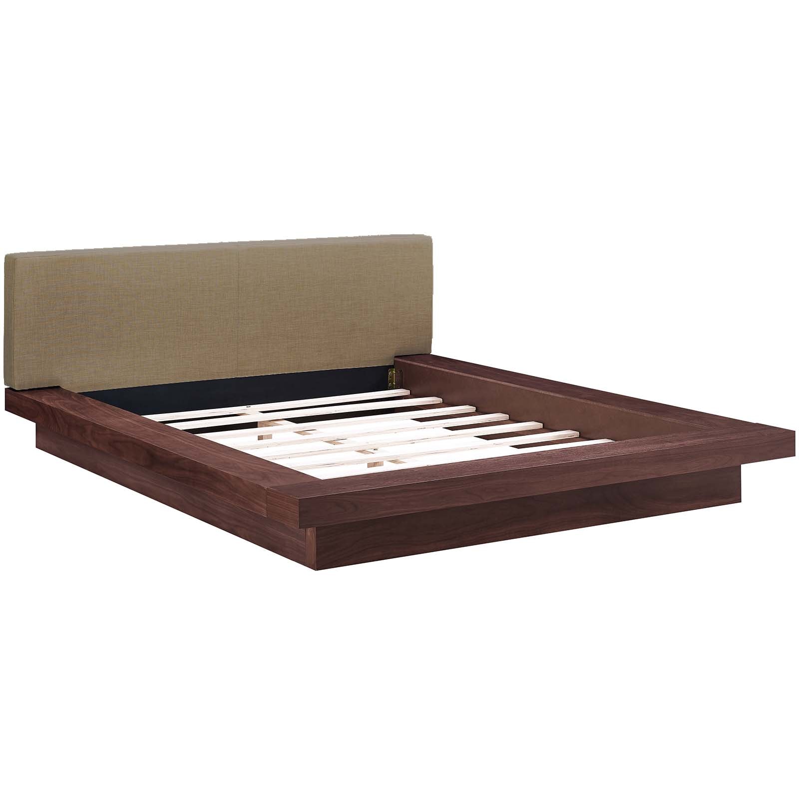 Modway Beds - Freja Queen Fabric Platform Bed Walnut And Latte