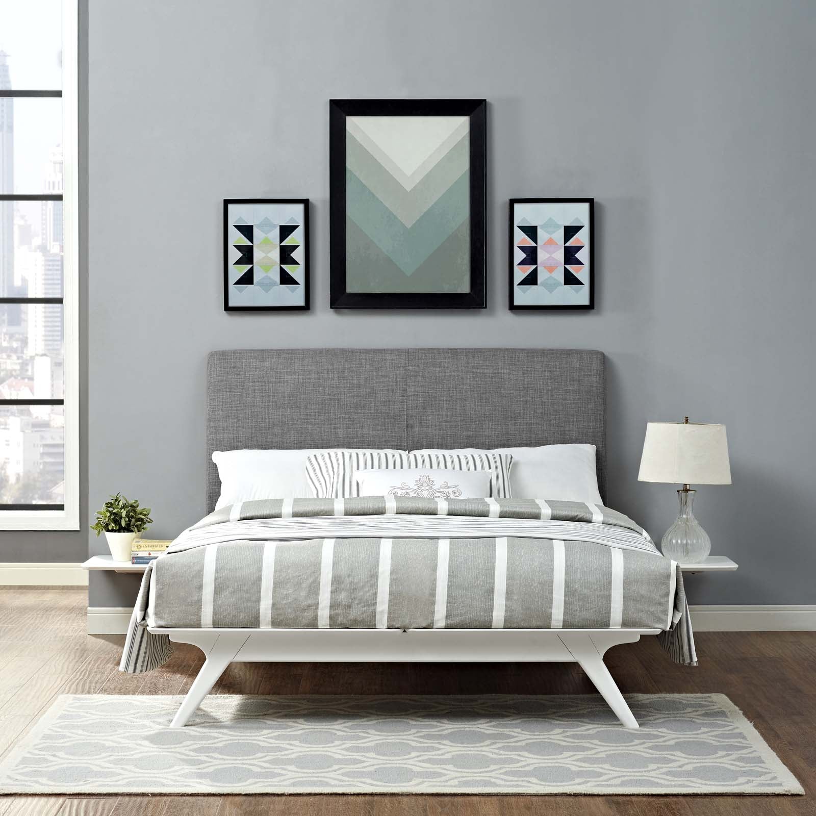 Modway Bedroom Sets - Tracy 3 Piece Full Bedroom Set White Gray