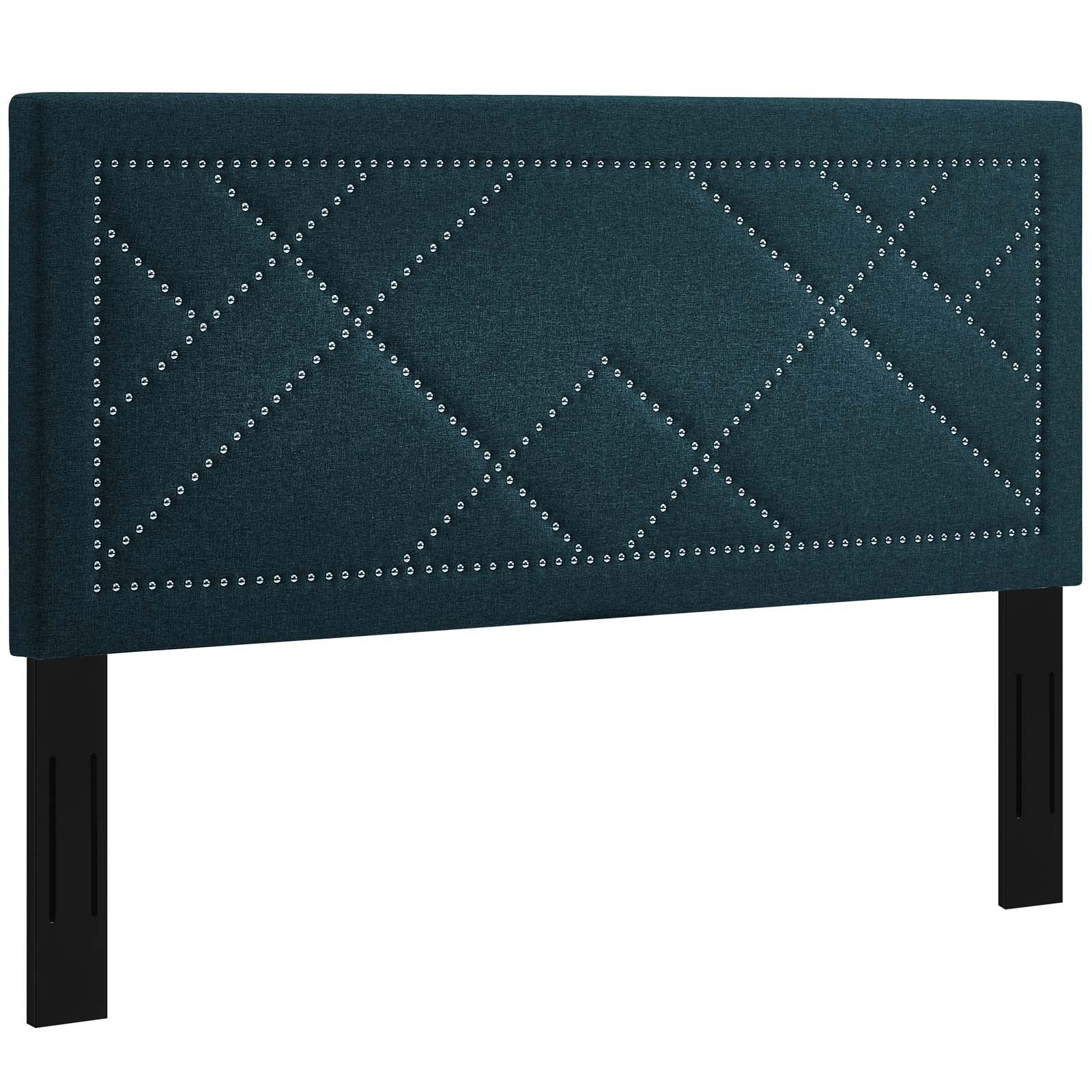 Modway Headboards - Reese Nailhead Full / Queen Upholstered Linen Fabric Headboard Azure