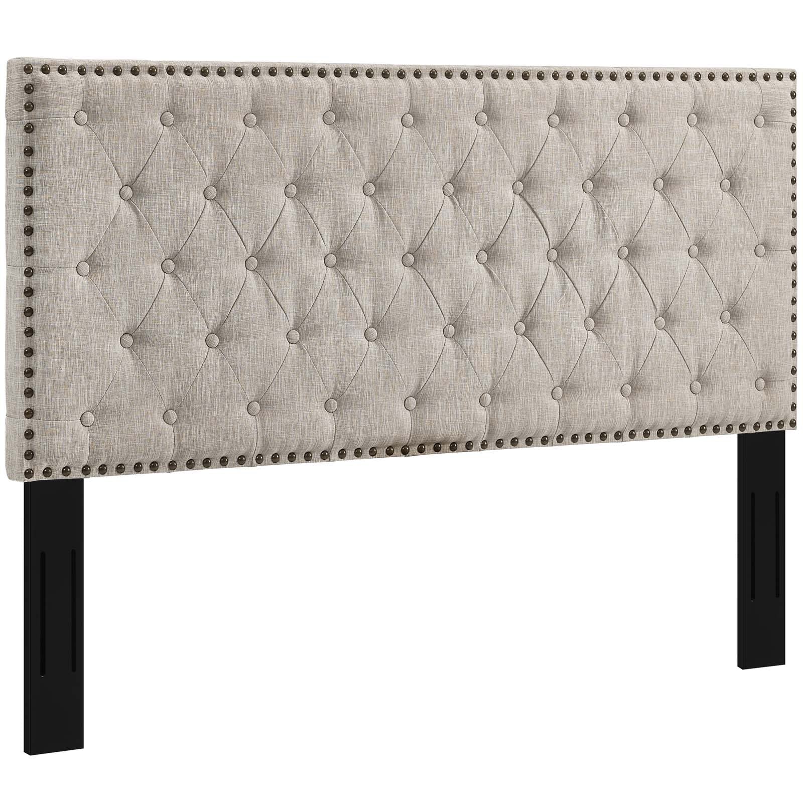 Modway Headboards - Helena Tufted Twin Upholstered Linen Fabric Headboard Beige