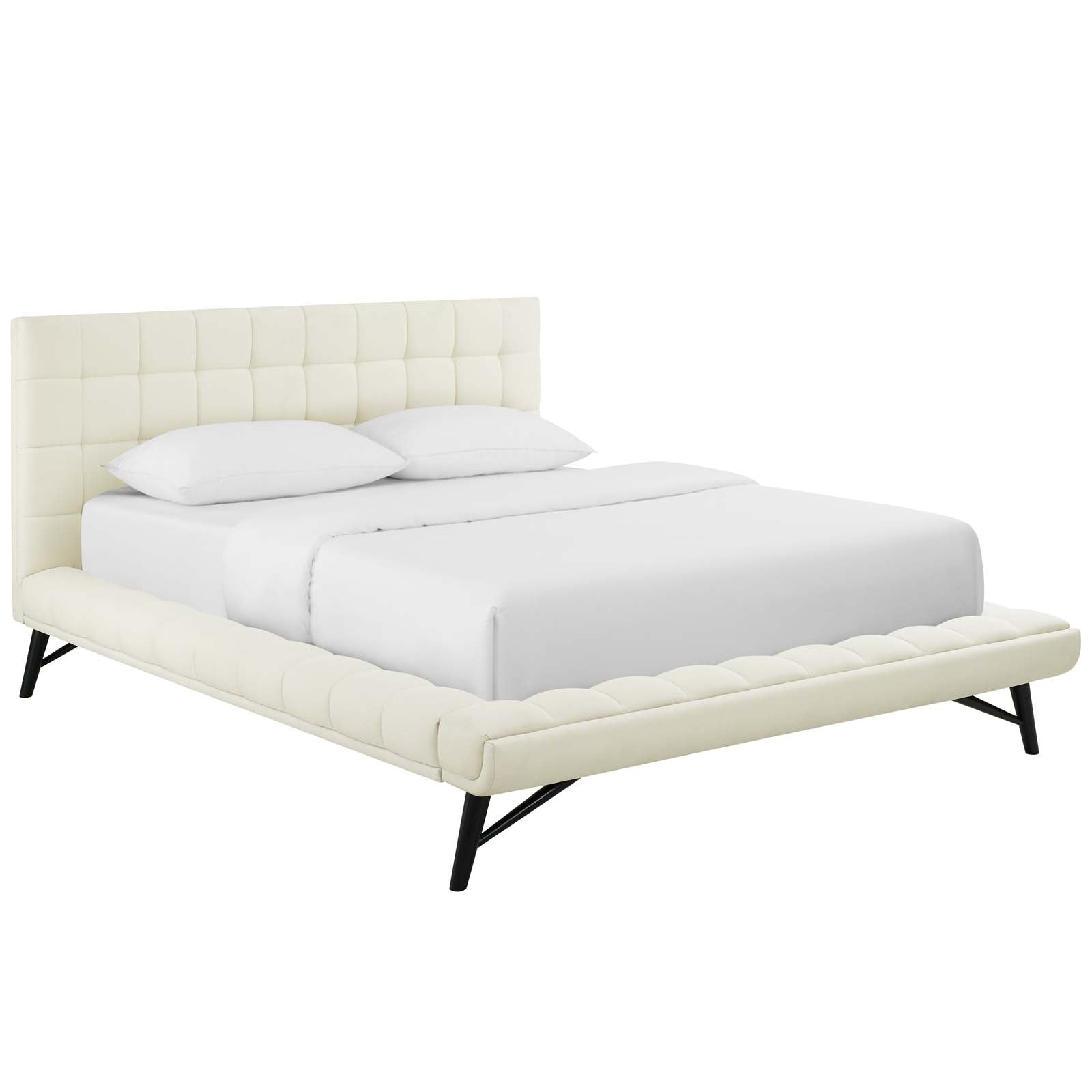 Modway Beds - Julia Biscuit Tufted Queen Bed Ivory