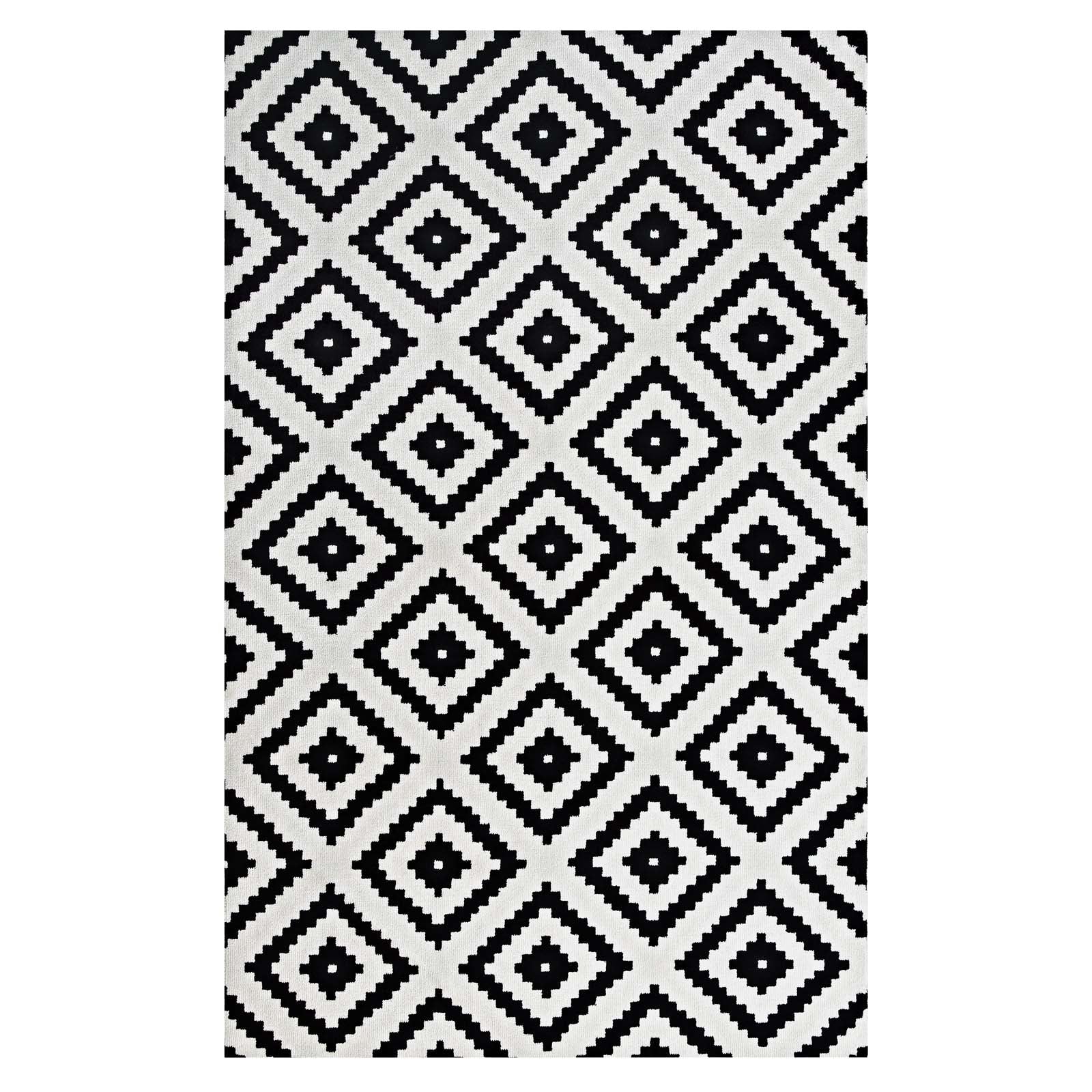 Modway Indoor Rugs - Alika 8' x 10' Area Rug Black & White