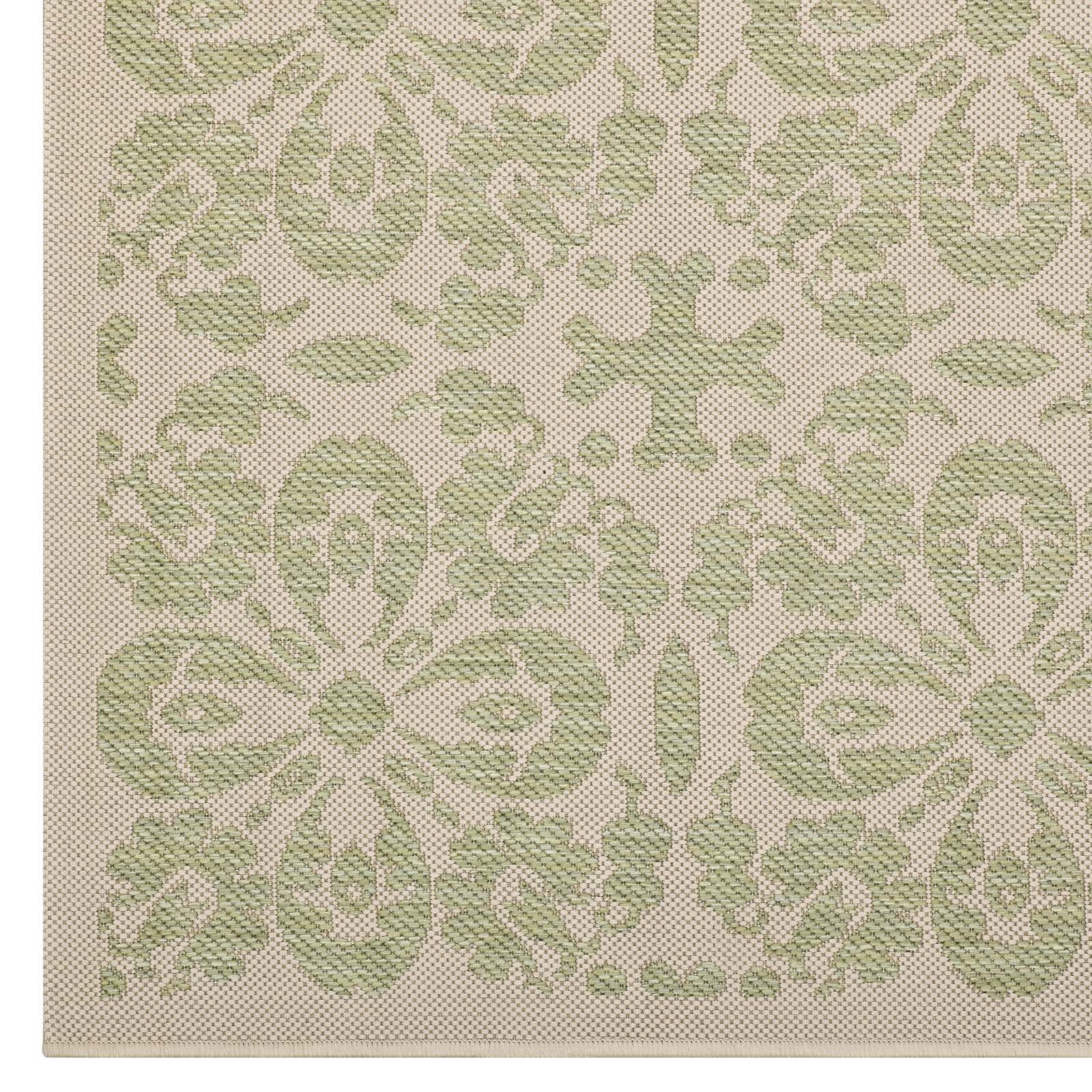 Modway Outdoor Rugs - Ariana Floral Trellis 8'x10' Outdoor Area Rug Light Green & Beige