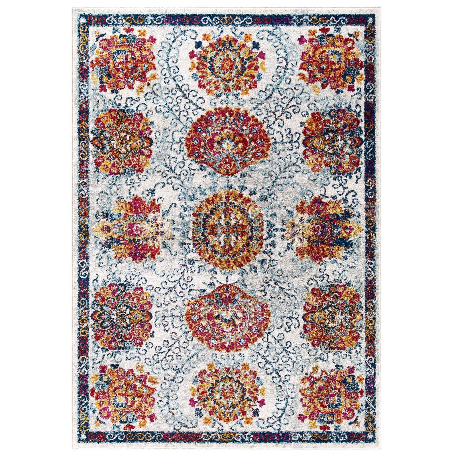 Modway Indoor Rugs - Entourage Kensie 5' x 8' Area Rug Ivory & Red