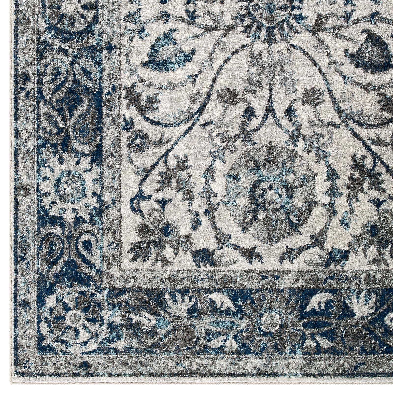 Modway Indoor Rugs - Entourage Samira 5' x 8' Area Rug Ivory & Blue