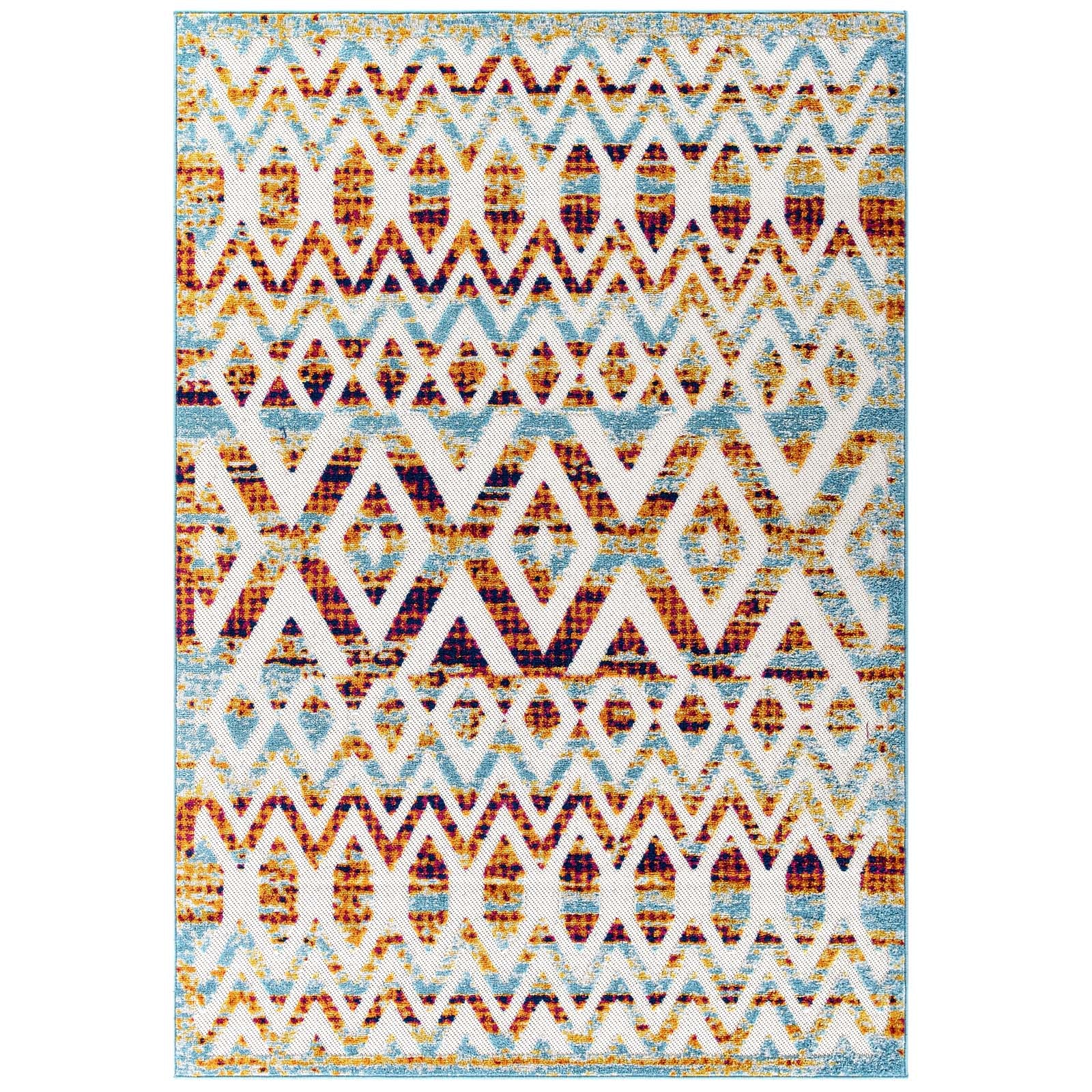 Modway Outdoor Rugs - Reflect Tamako Chevron Trellis 8'x10' Outdoor Area Rug Multicolor