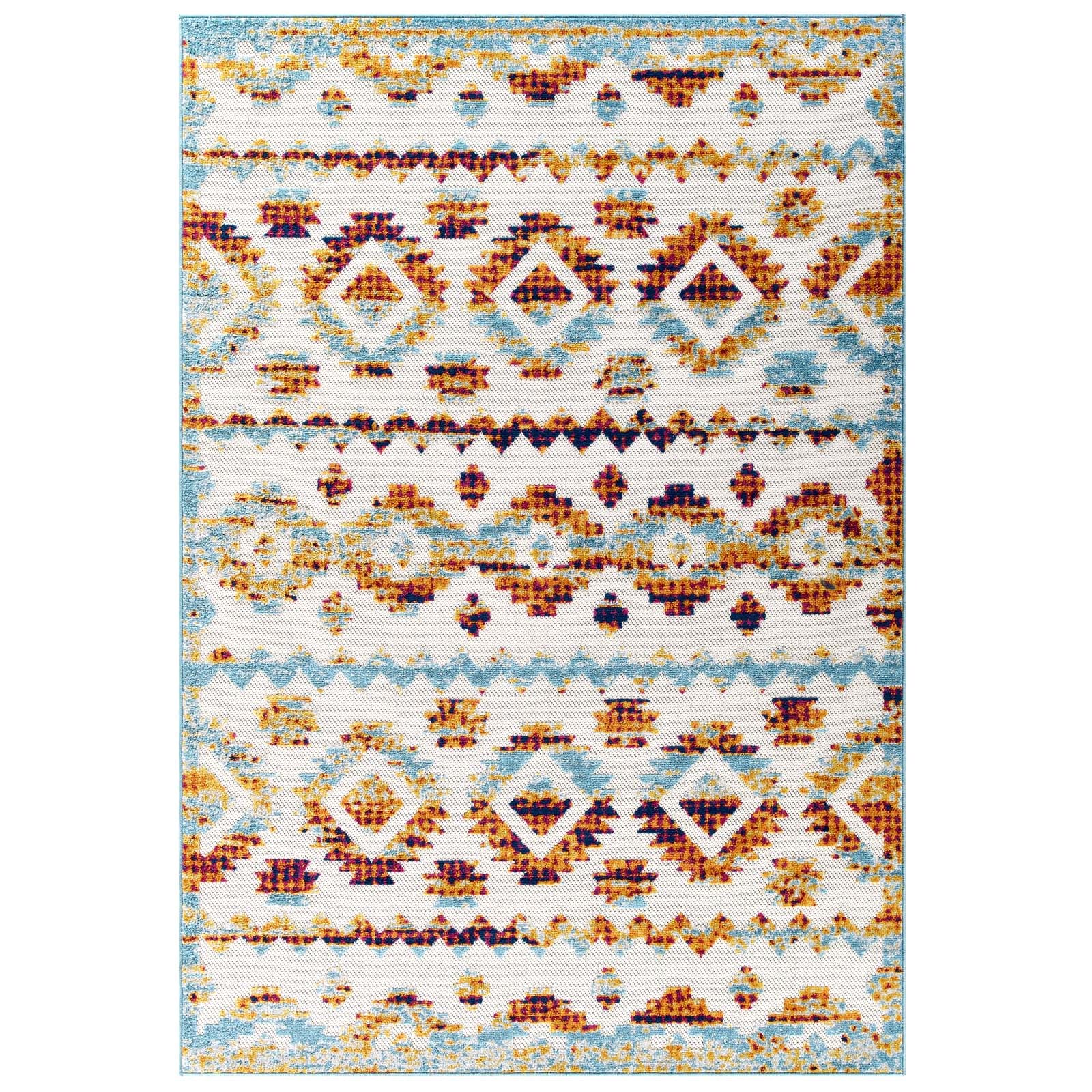 Modway Outdoor Rugs - Reflect Takara Abstract Diamond 8x10 Indoor and Outdoor Area Rug Multicolored