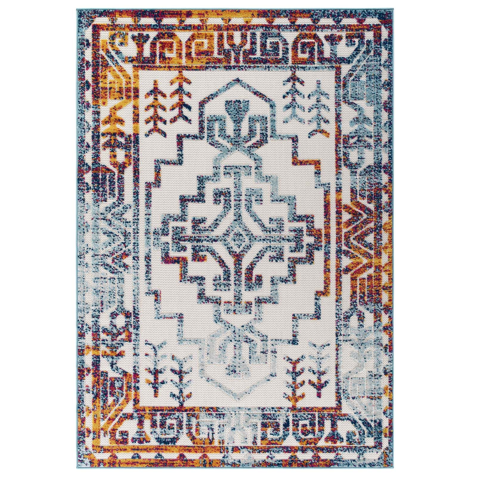 Modway Outdoor Rugs - Reflect Nyssa Distressed Geometric 8'x10' Outdoor Area Rug Multicolor