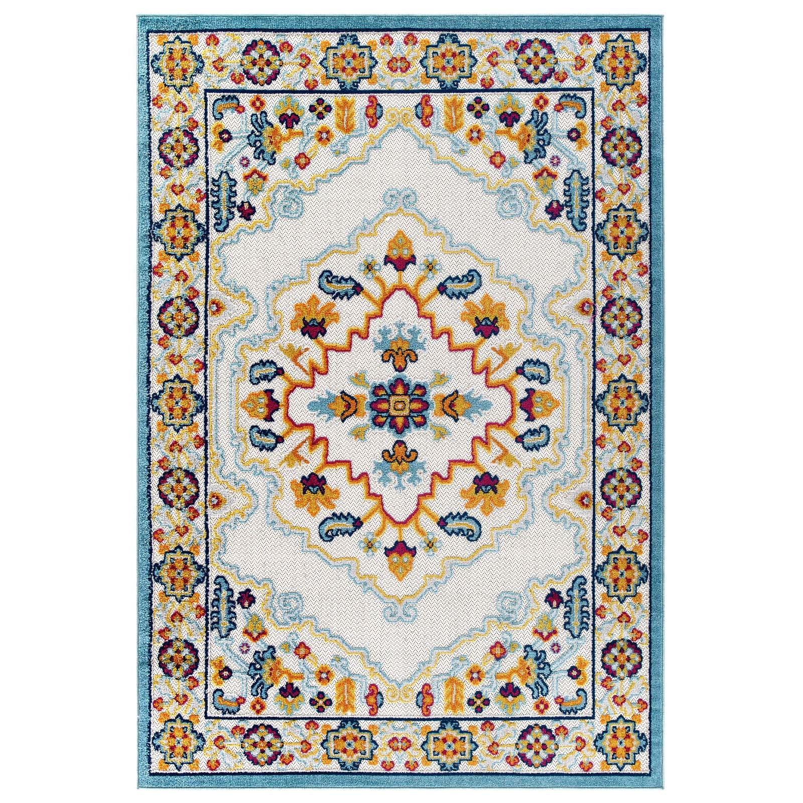 Modway Outdoor Rugs - Reflect Ansel Persian Medallion 8x10 Indoor and Outdoor Area Rug Multicolored