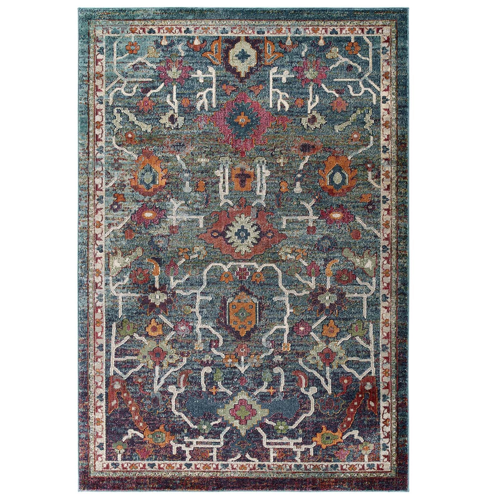 Modway Indoor Rugs - Tribute Every Distressed Vintage Floral 8x10 Area Rug Multicolored