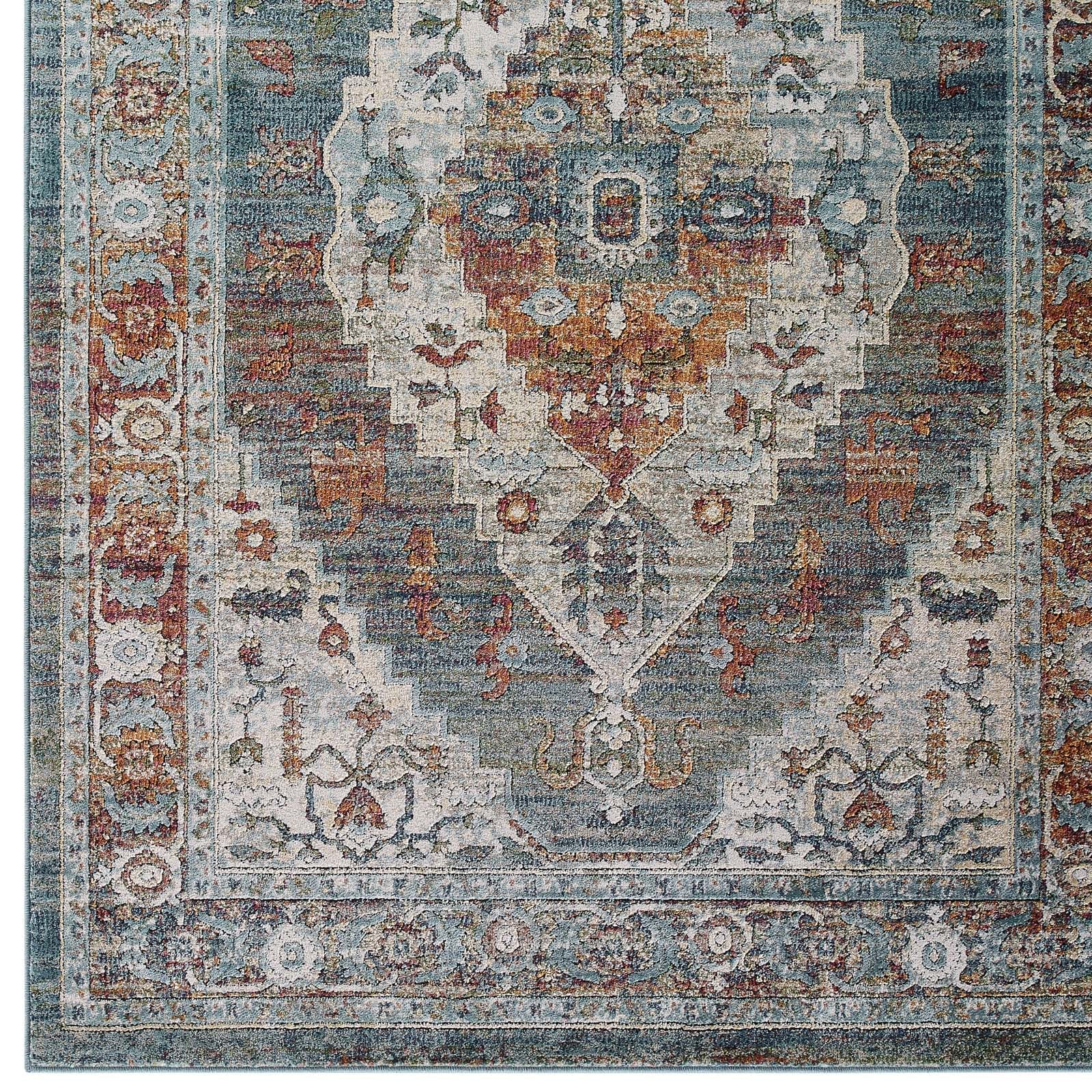 Modway Indoor Rugs - Tribute Camellia Distressed Persian Medallion 5x8 Area Rug Multicolored