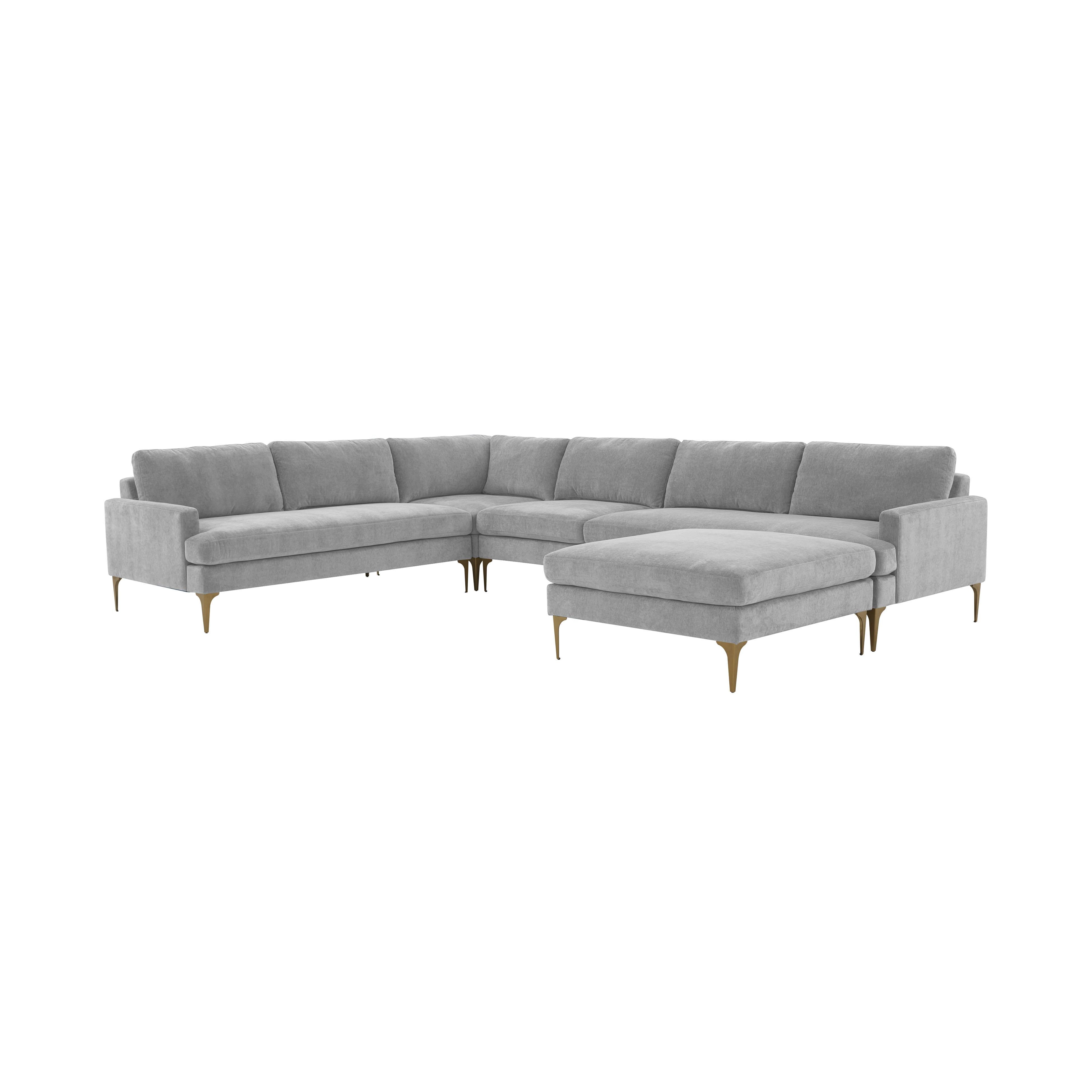 Tov Furniture Sectionals - Serena Gray Velvet Large Chaise Sectional