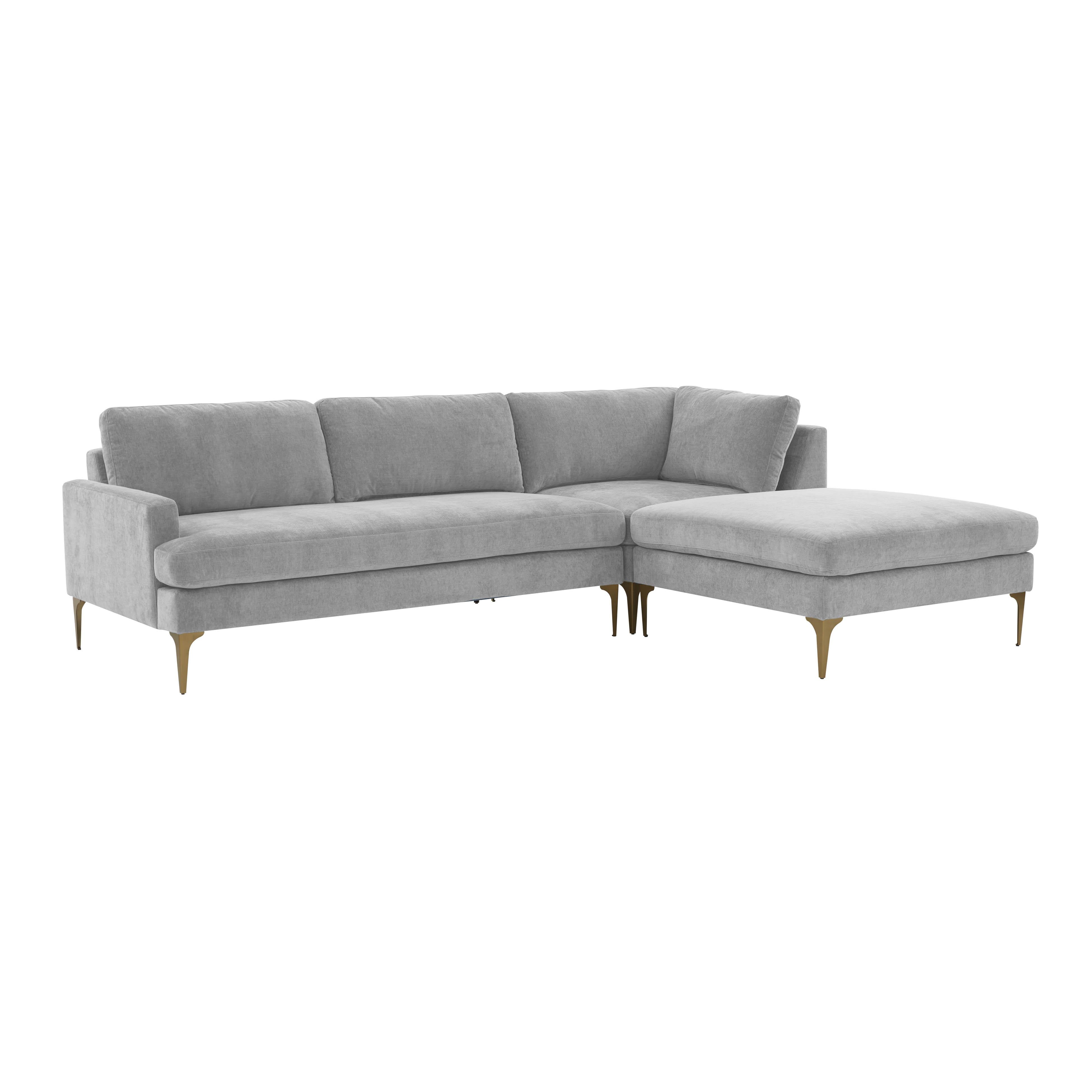 Tov Furniture Sectionals - Serena Gray Velvet RAF Chaise Sectional