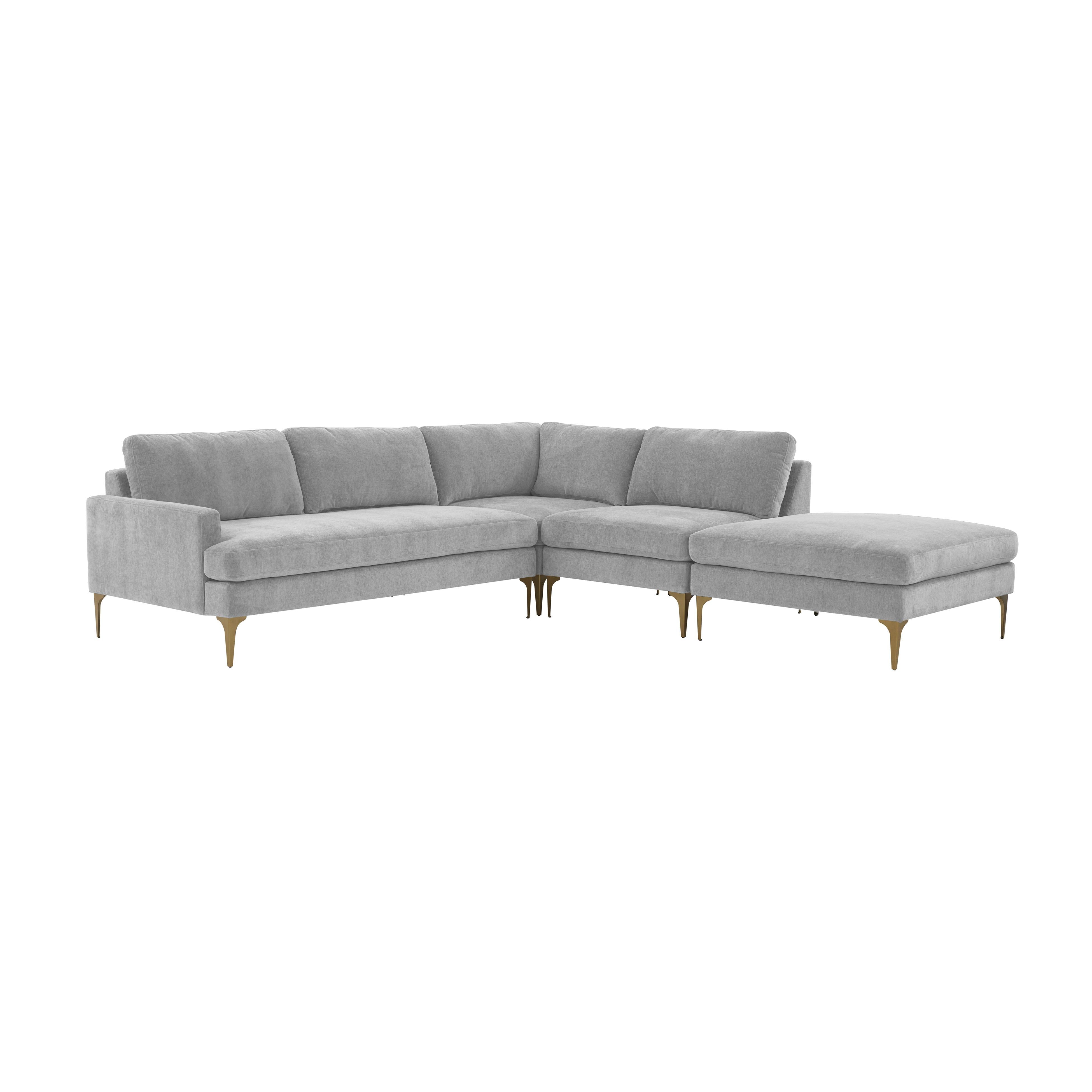 Tov Furniture Sectionals - Serena Gray Velvet Large RAF Chaise Sectional