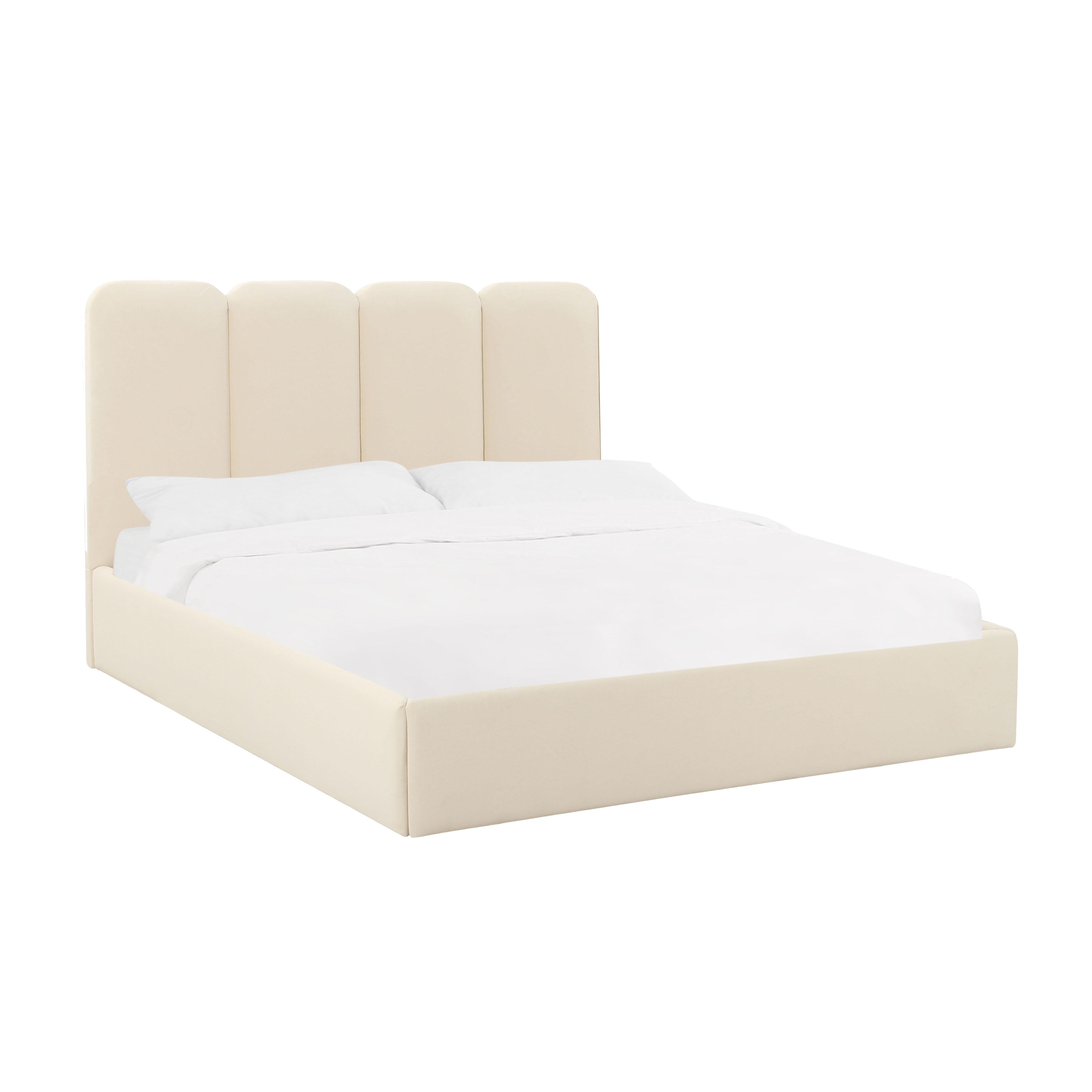 Tov Furniture Beds - Palani Cream Velvet Queen Bed