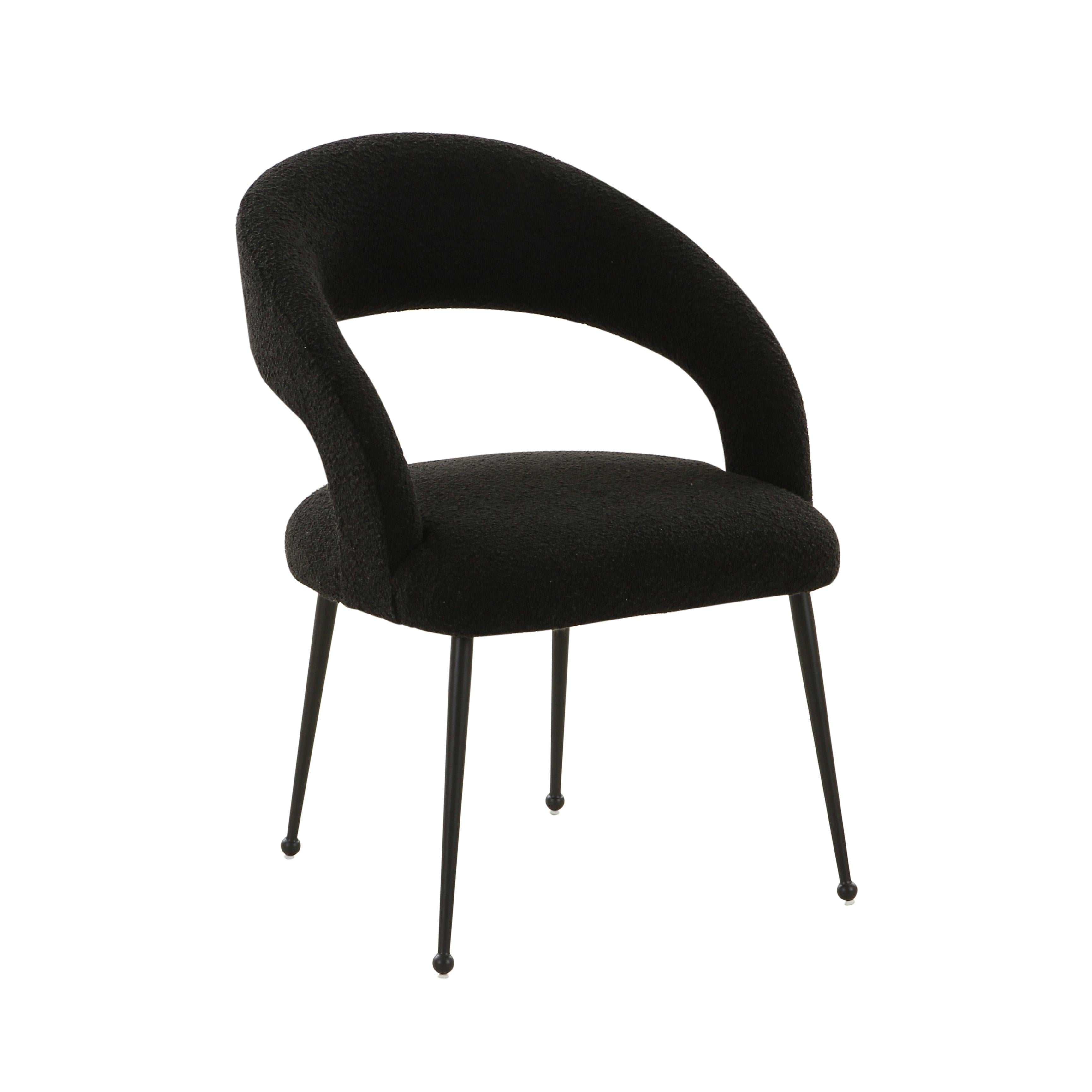 Tov Furniture Dining Chairs - Rocco Black Boucle Dining Chair