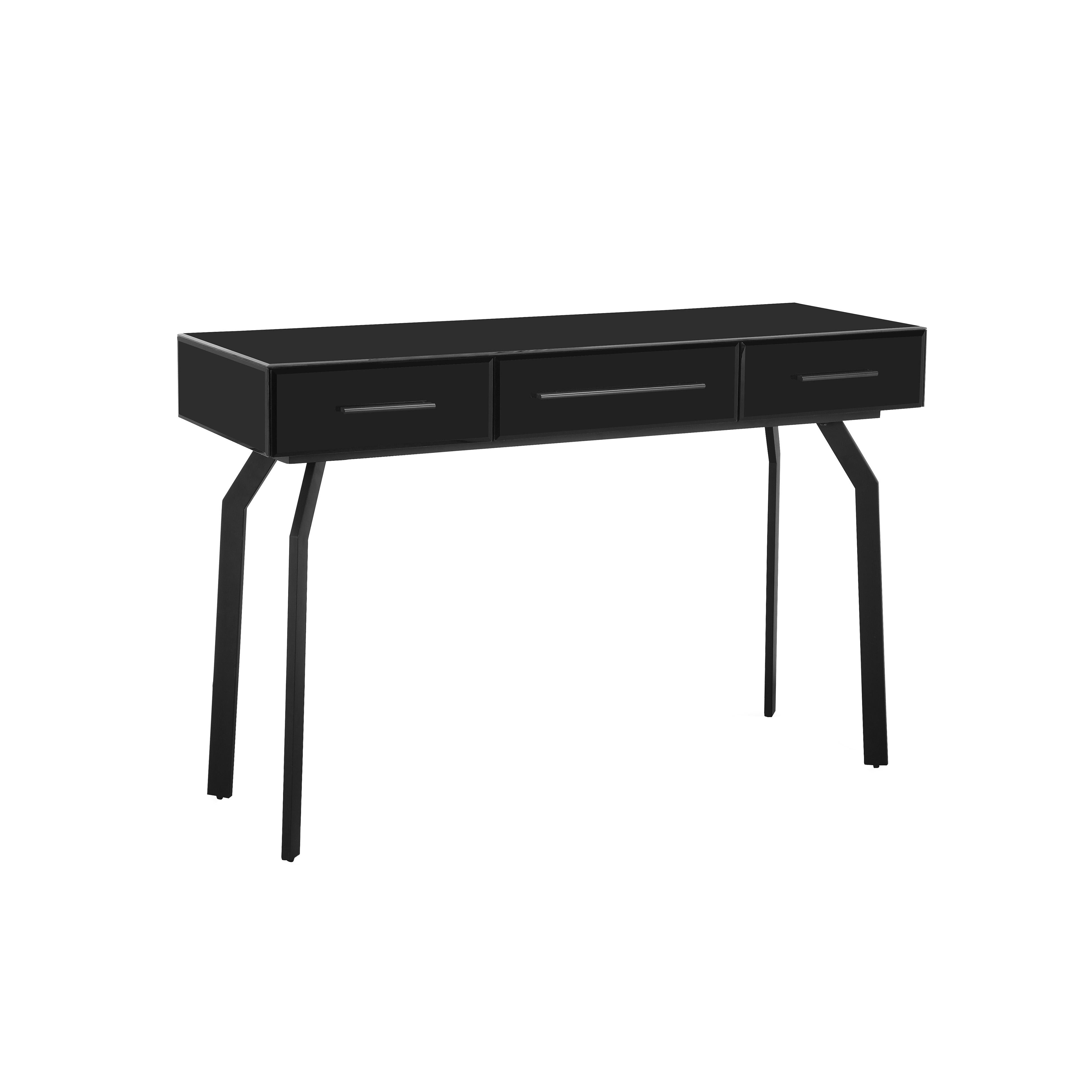 Tov Furniture Console Tables - Santana Black Glass Desk Console Table