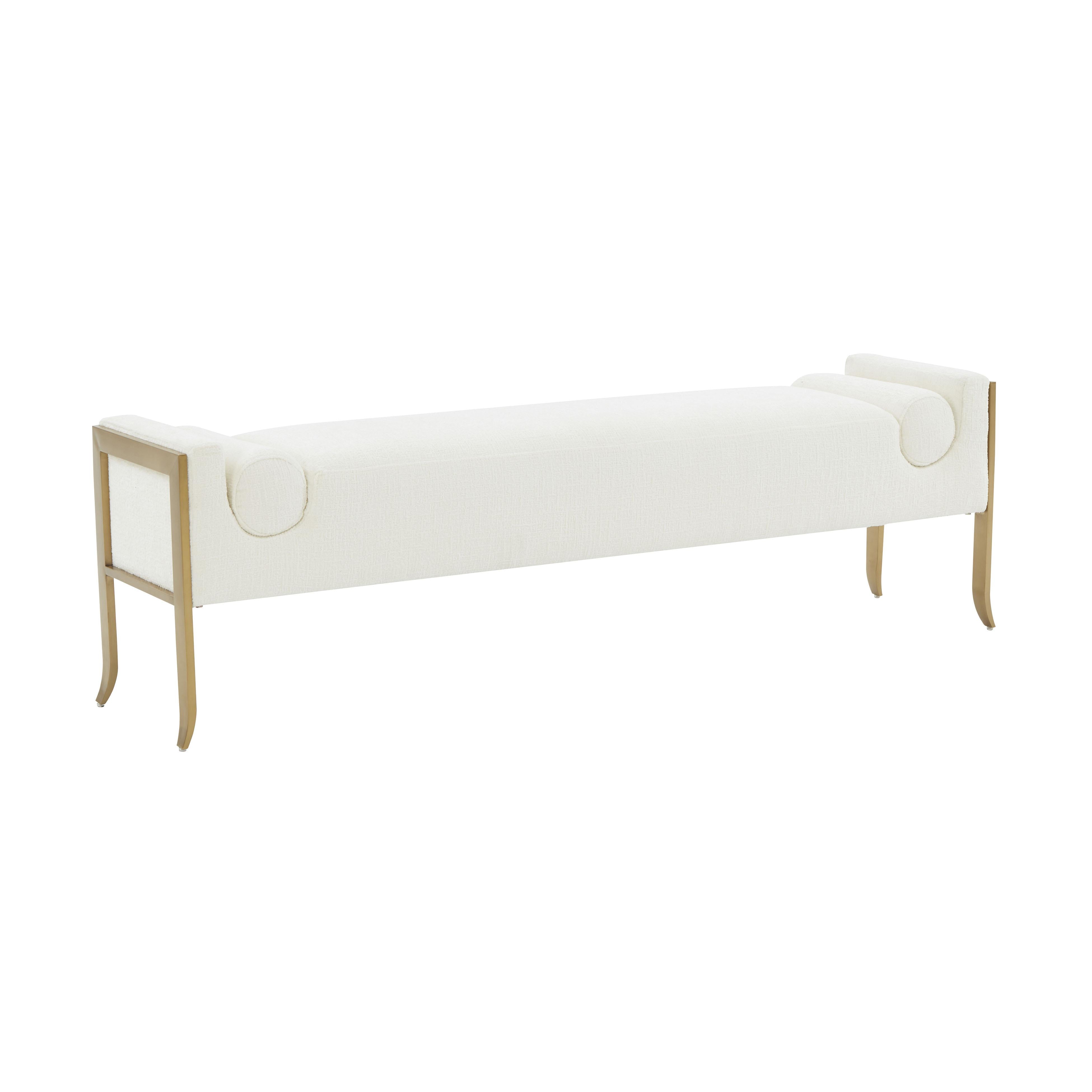 Tov Furniture Benches - Ines Cream Textured Velvet Bench