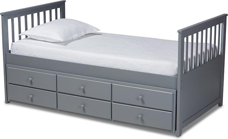 Wholesale Interiors Daybeds - Trine Classic And Traditional Grey Finished Wood Twin Size Daybed With Trundle