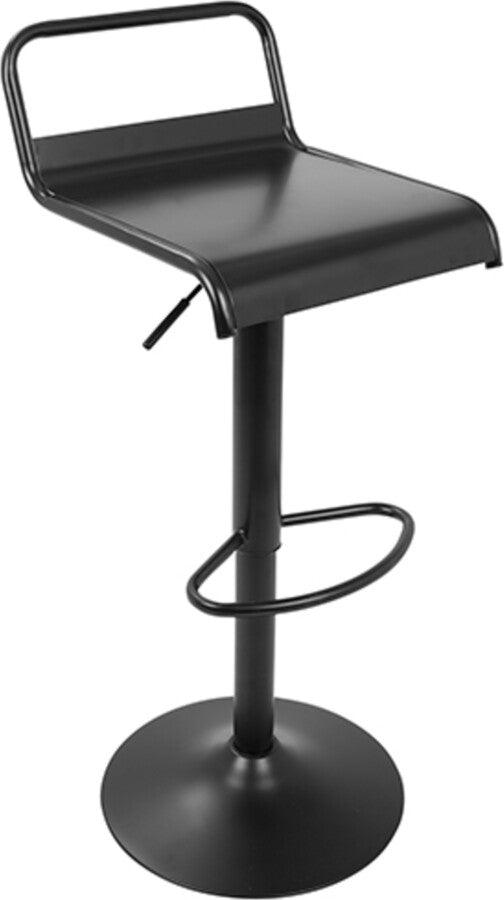 Lumisource Barstools - Emery Industrial Adjustable Barstool with Swivel in Black - Set of 2