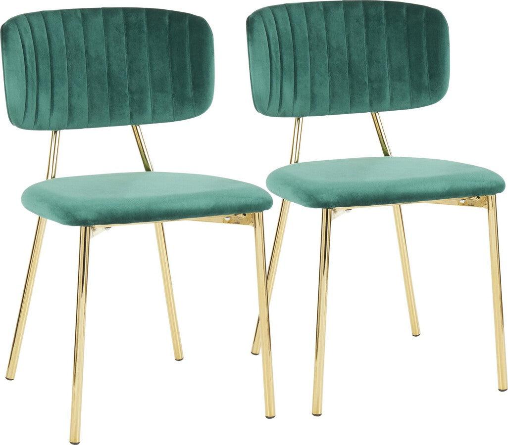 Lumisource Accent Chairs - Bouton Contemporary/Glam Chair In Gold Metal & Green Velvet (Set of 2)