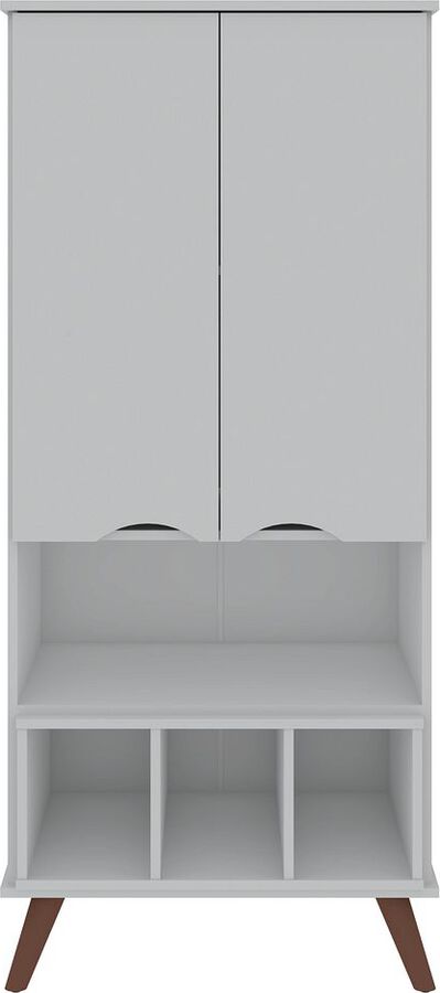 Manhattan Comfort Buffets & Cabinets - Hampton 26.77 Display Cabinet 6 Shelves and Solid Wood Legs in White