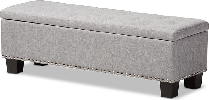 Wholesale Interiors Benches - Hannah Grayish Beige Button-Tufting Storage Ottoman Bench