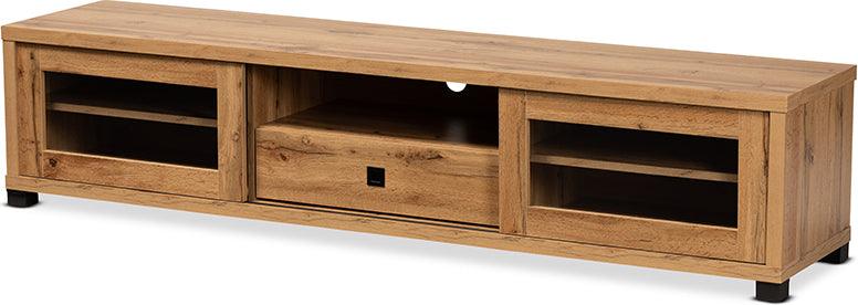 Wholesale Interiors TV & Media Units - Beasley Modern and Contemporary Oak Brown Finished Wood 1-Drawer TV Stand Oak Brown & Black
