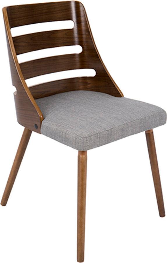 Lumisource Dining Chairs - Trevi Mid-Century Modern Dining/Accent Chair in Walnut with Grey Fabric