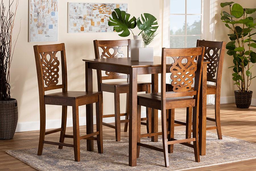 Wholesale Interiors Dining Sets - Gervais Walnut Brown Finished Wood 5-Piece Pub Set