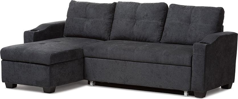 Wholesale Interiors Sectional Sofas - Lianna Modern And Contemporary Dark Grey Fabric Upholstered Sectional Sofa