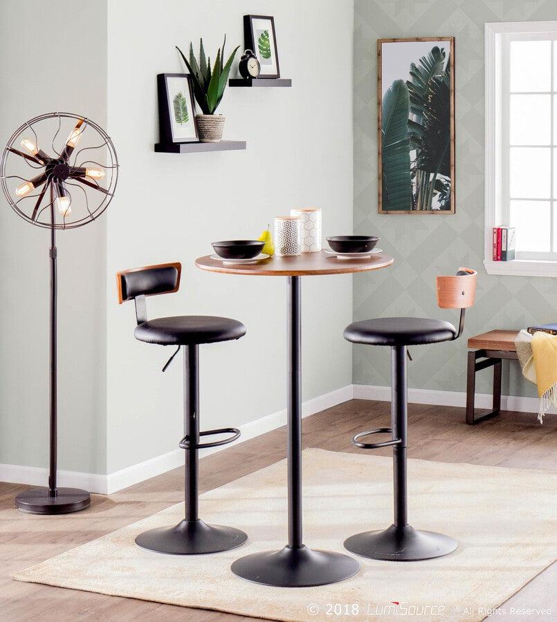 Lumisource Bar Tables - Pebble Mid-Century Modern Table Adjusts From Dining To Bar in Walnut and Black
