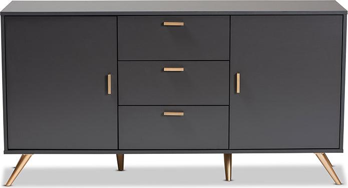 Wholesale Interiors Buffets & Sideboards - Kelson Dark Grey and Gold Finished Wood 2-Door Sideboard Buffet