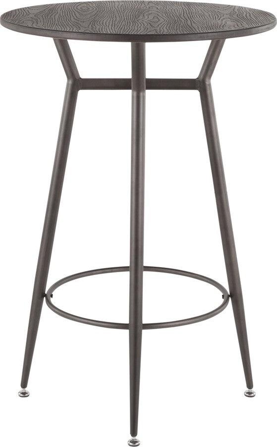 Lumisource Bar Tables - Clara Industrial Round Bar Table in Antique Metal with Espresso Wood-Pressed Grain Bamboo