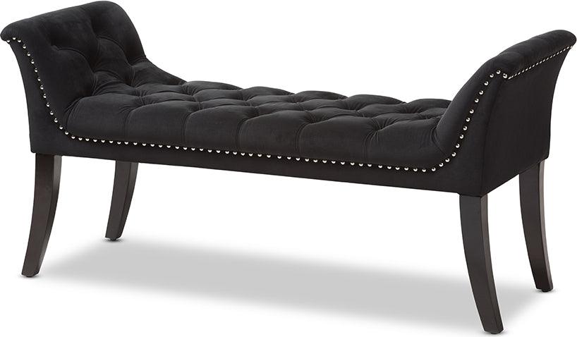 Wholesale Interiors Benches - Chandelle Luxe And Contemporary Black Velvet Upholstered Bench