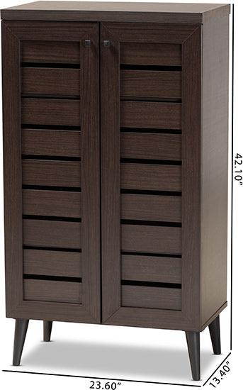 Wholesale Interiors Shoe Storage - Salma Dark Brown Finished Wood 2-Door Shoe Storage Cabinet