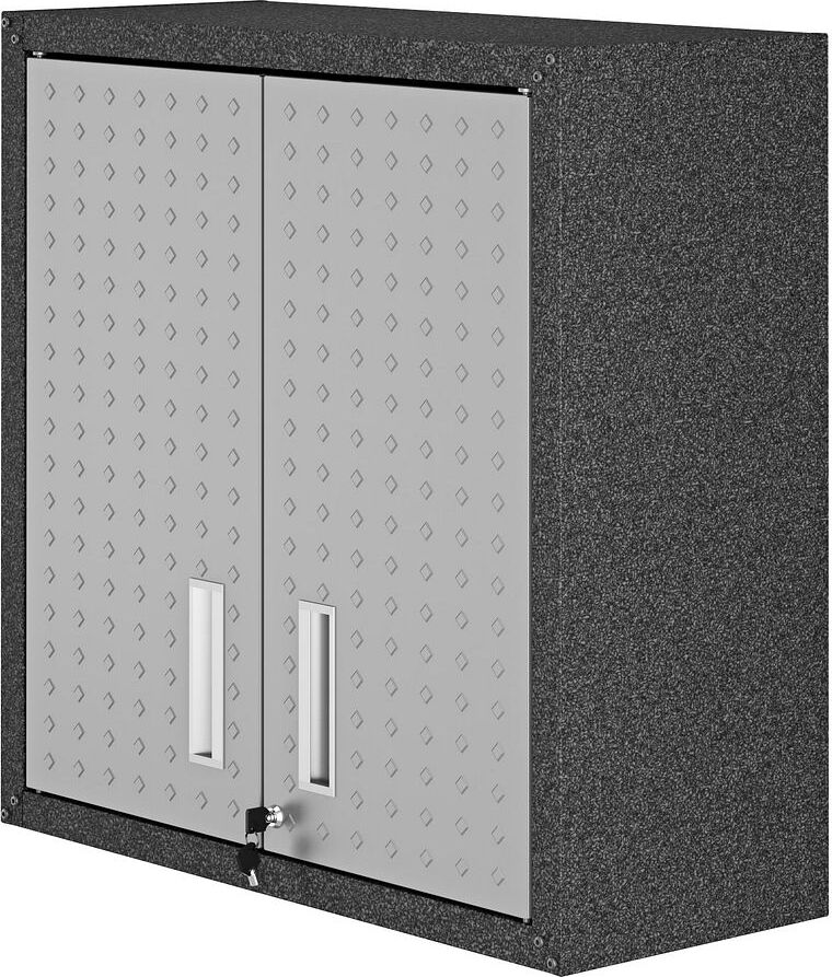 Manhattan Comfort Buffets & Cabinets - Fortress 30" Floating Textured Metal Garage Cabinet with Adjustable Shelves in Gray