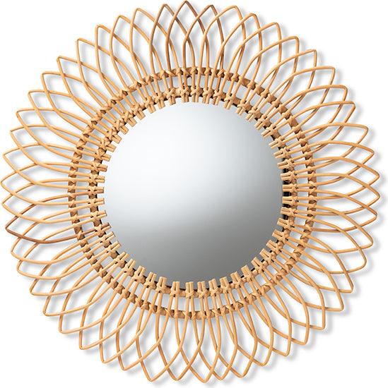Wholesale Interiors Mirrors - Bora Modern Bohemian Natural Brown Rattan Accent Wall Mirror
