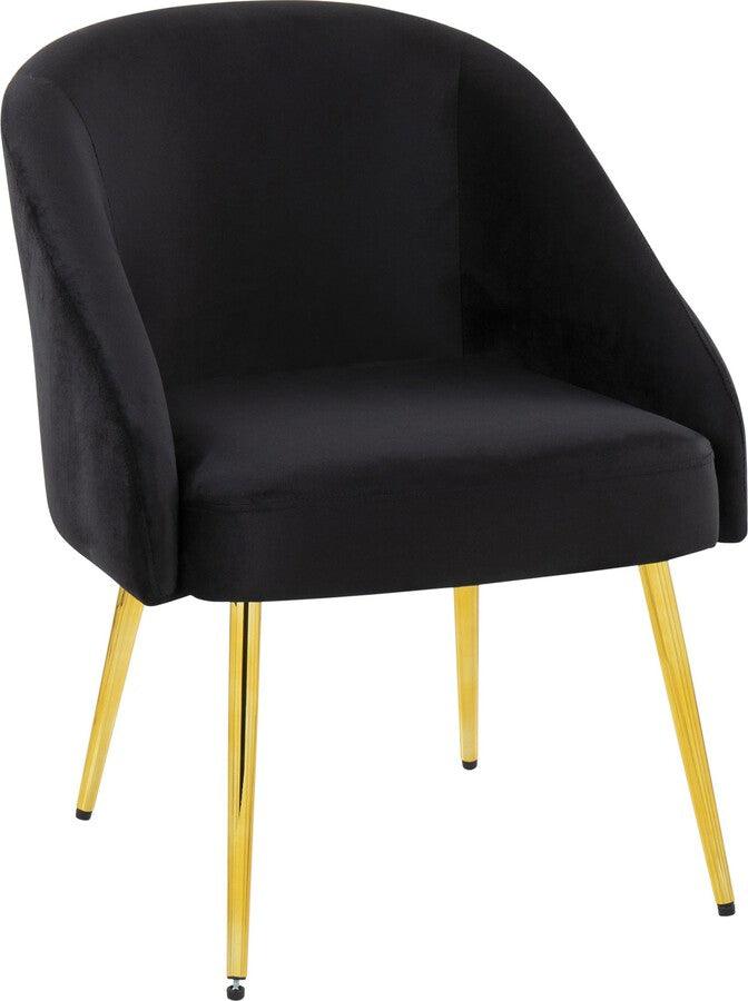 Lumisource Accent Chairs - Shiraz Contemporary/Glam Chair In Gold Metal & Black Velvet