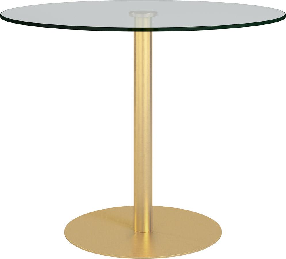 Euro Style Dining Tables - Ava 36" Round Bistro Table with Clear Tempered Glass Top and Matte Brushed Gold Base