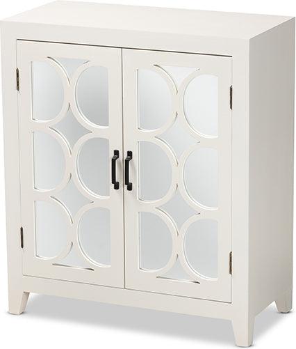 Wholesale Interiors Buffets & Sideboards - Garcelle White Finished Wood and Mirrored Glass 2-Door Sideboard