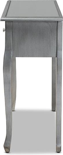 Wholesale Interiors Consoles - Leonie French Brushed Silver Finished Wood And Mirrored Glass 2-Drawer Console Table