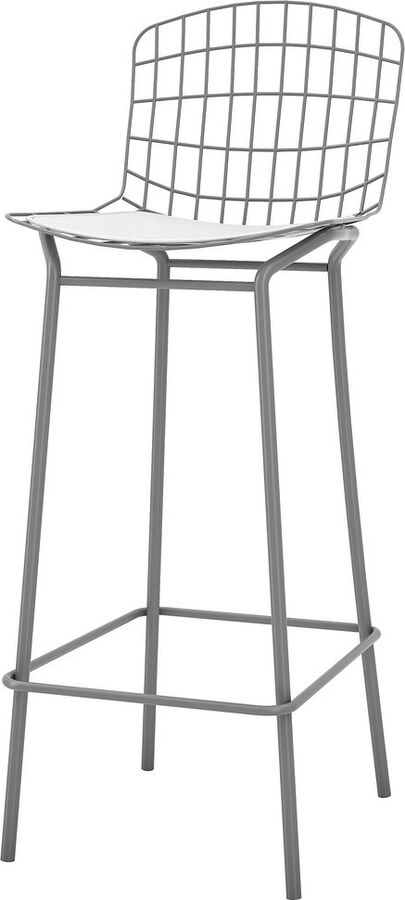 Manhattan Comfort Barstools - Madeline 41.73" Barstool, Set of 2 with Seat Cushion in Charcoal Grey and White