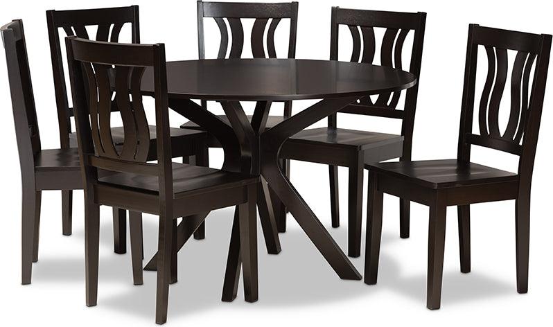 Wholesale Interiors Dining Sets - Mare Dark Brown Finished Wood 7-Piece Dining Set