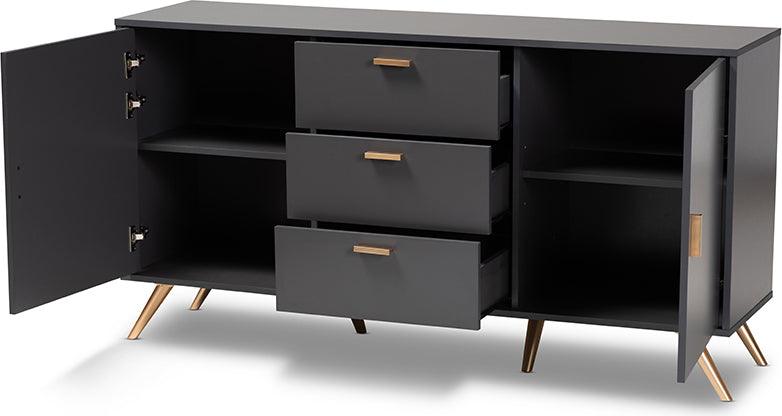 Wholesale Interiors Buffets & Sideboards - Kelson Dark Grey and Gold Finished Wood 2-Door Sideboard Buffet
